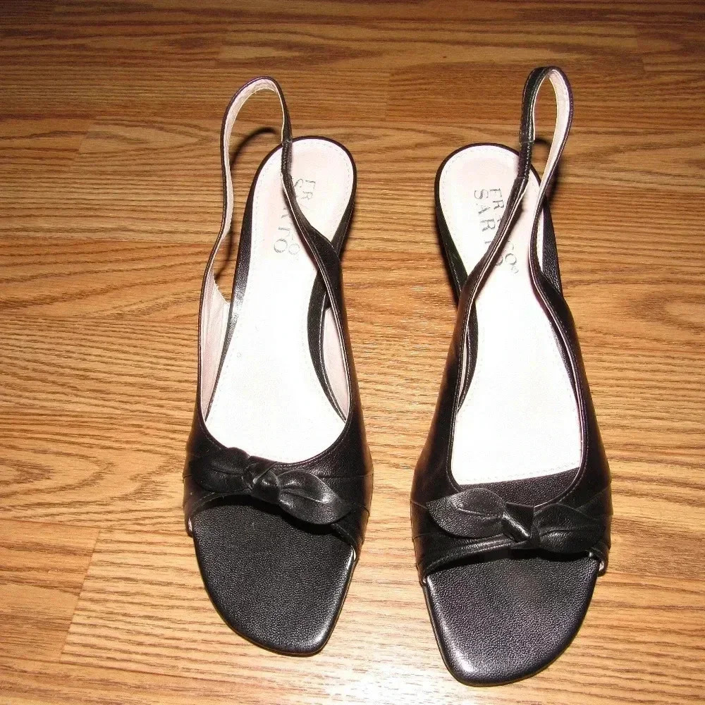 FRANCO SARTO Black Bow Leather Heel Shoes  7.5M